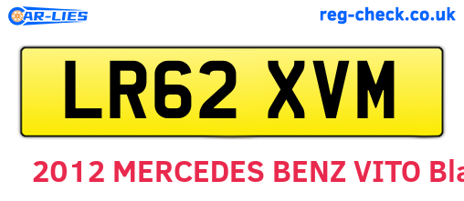 LR62XVM are the vehicle registration plates.