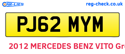 PJ62MYM are the vehicle registration plates.