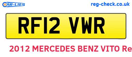 RF12VWR are the vehicle registration plates.