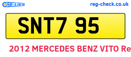 SNT795 are the vehicle registration plates.