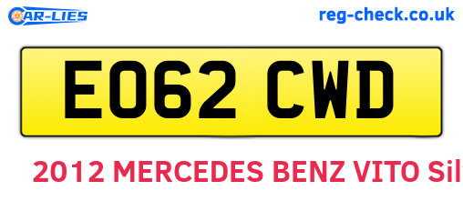 EO62CWD are the vehicle registration plates.