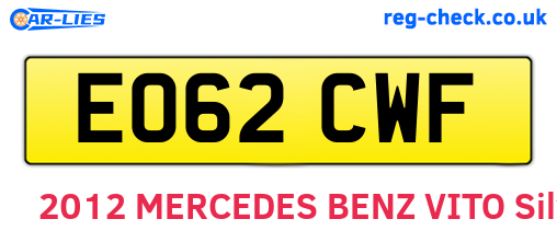 EO62CWF are the vehicle registration plates.