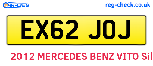EX62JOJ are the vehicle registration plates.