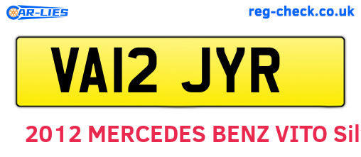 VA12JYR are the vehicle registration plates.