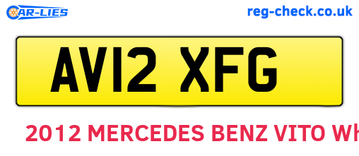 AV12XFG are the vehicle registration plates.