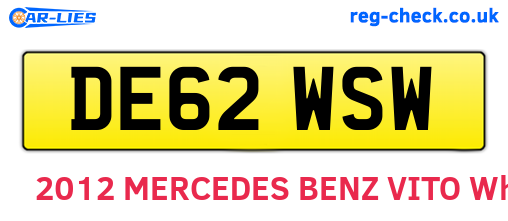 DE62WSW are the vehicle registration plates.