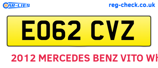 EO62CVZ are the vehicle registration plates.