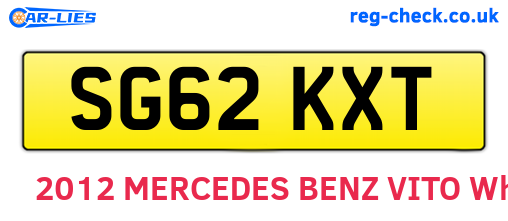 SG62KXT are the vehicle registration plates.