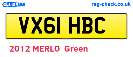 VX61HBC are the vehicle registration plates.