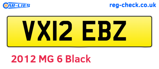 VX12EBZ are the vehicle registration plates.
