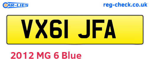 VX61JFA are the vehicle registration plates.