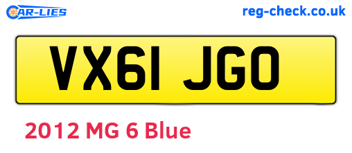 VX61JGO are the vehicle registration plates.