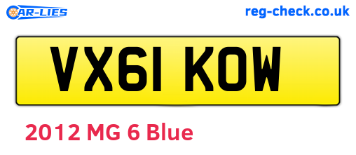 VX61KOW are the vehicle registration plates.
