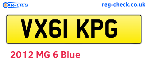 VX61KPG are the vehicle registration plates.