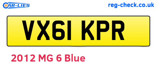 VX61KPR are the vehicle registration plates.