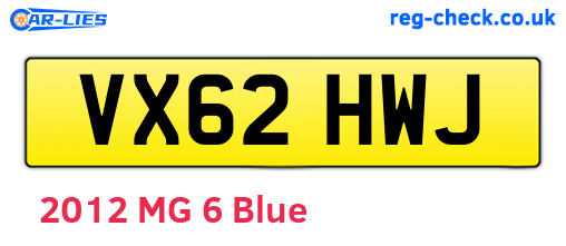 VX62HWJ are the vehicle registration plates.