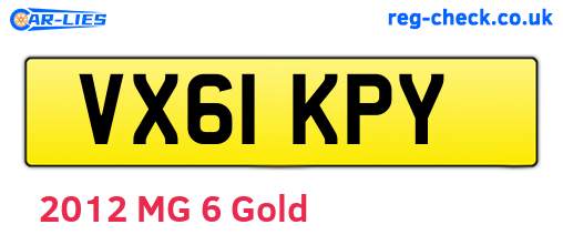 VX61KPY are the vehicle registration plates.