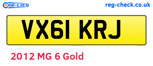 VX61KRJ are the vehicle registration plates.