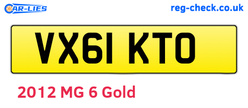 VX61KTO are the vehicle registration plates.