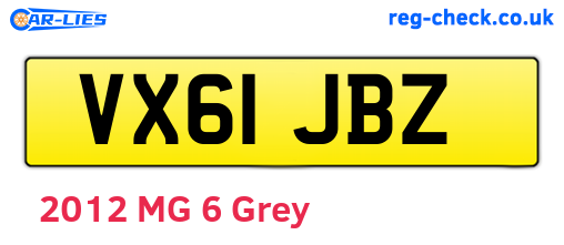 VX61JBZ are the vehicle registration plates.
