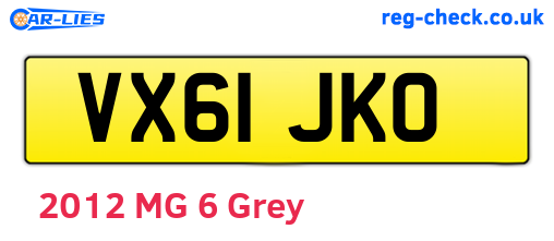 VX61JKO are the vehicle registration plates.