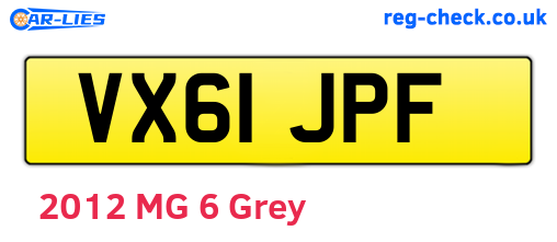 VX61JPF are the vehicle registration plates.