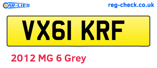 VX61KRF are the vehicle registration plates.