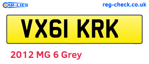 VX61KRK are the vehicle registration plates.