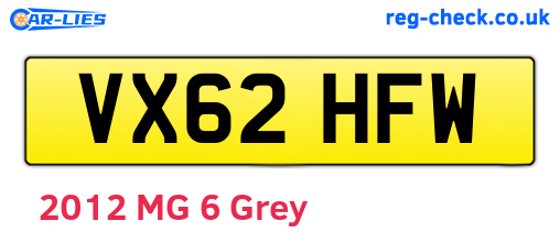 VX62HFW are the vehicle registration plates.