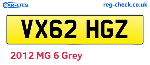 VX62HGZ are the vehicle registration plates.