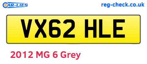 VX62HLE are the vehicle registration plates.