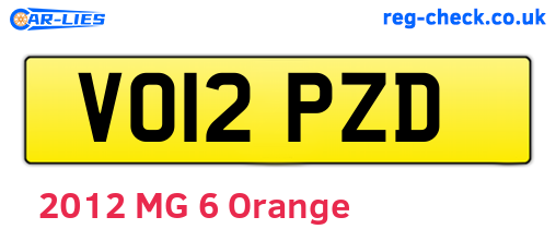 VO12PZD are the vehicle registration plates.
