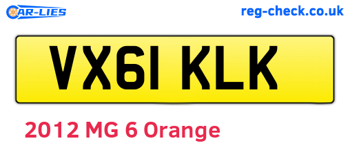 VX61KLK are the vehicle registration plates.