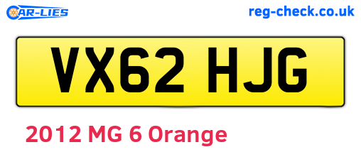 VX62HJG are the vehicle registration plates.