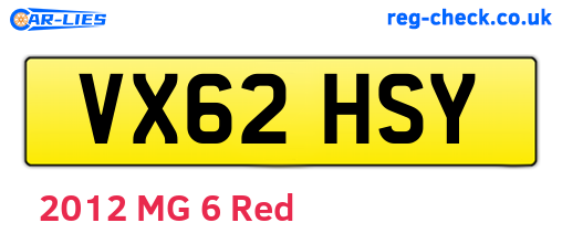 VX62HSY are the vehicle registration plates.