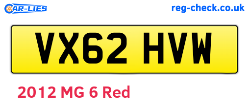 VX62HVW are the vehicle registration plates.