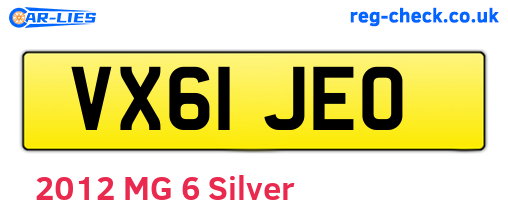 VX61JEO are the vehicle registration plates.
