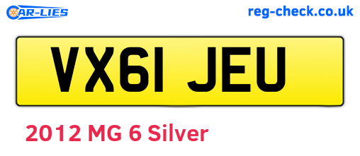 VX61JEU are the vehicle registration plates.