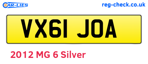 VX61JOA are the vehicle registration plates.
