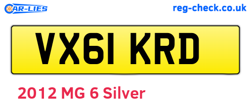 VX61KRD are the vehicle registration plates.