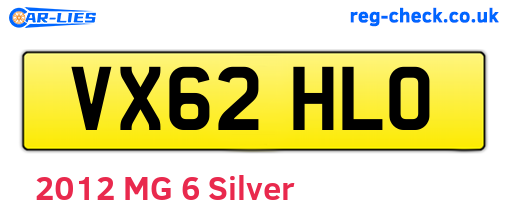 VX62HLO are the vehicle registration plates.