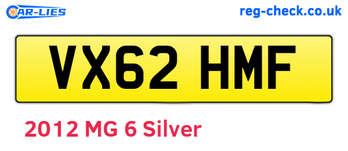 VX62HMF are the vehicle registration plates.