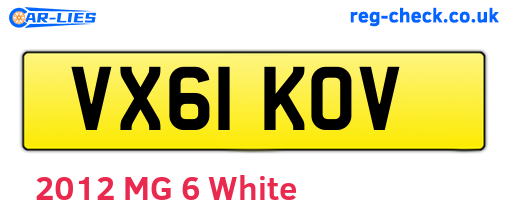 VX61KOV are the vehicle registration plates.