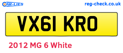 VX61KRO are the vehicle registration plates.