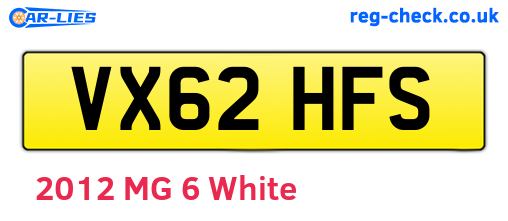 VX62HFS are the vehicle registration plates.