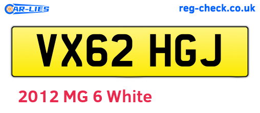 VX62HGJ are the vehicle registration plates.