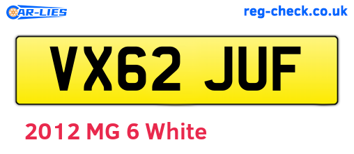 VX62JUF are the vehicle registration plates.
