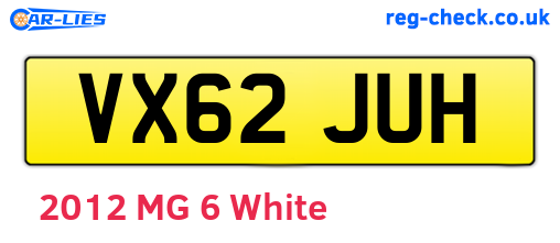 VX62JUH are the vehicle registration plates.