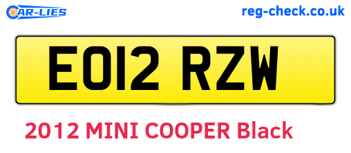 EO12RZW are the vehicle registration plates.