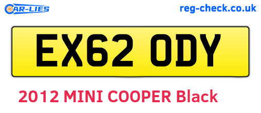 EX62ODY are the vehicle registration plates.
